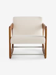 MADE.COM Woven Slub Natural Stone Dual Accent Chair - Image 4 of 5