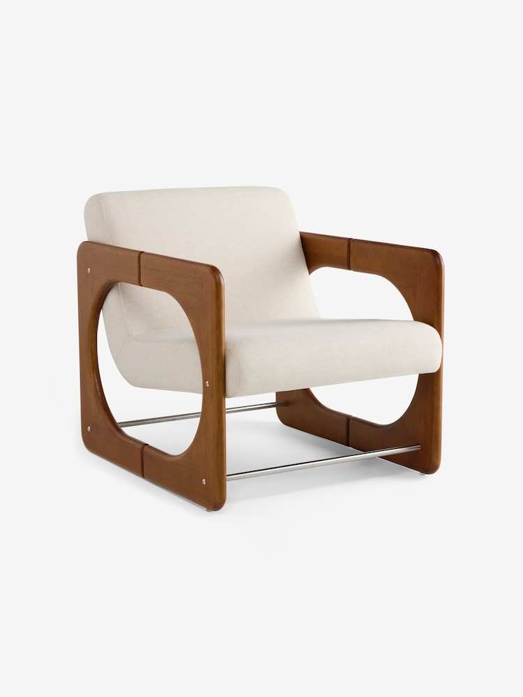 MADE.COM Woven Slub Natural Stone Dual Accent Chair - Image 5 of 5