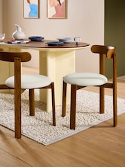 MADE.COM Set of 2 Woven Slub Natural Stone Plinth Dining Chairs - Image 1 of 5