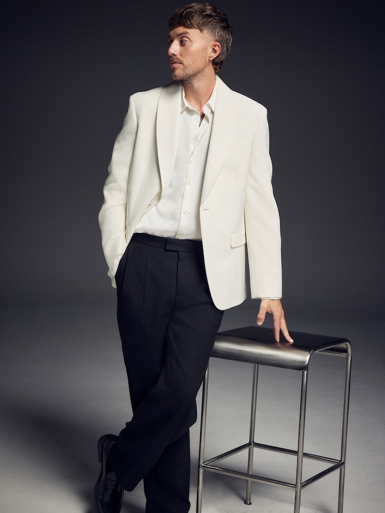 White Regular Fit Signature Tuxedo Jacket With Wool - Image 1 of 9 White Regular Fit Signature Tuxedo Jacket With Wool - Image 1 of 9