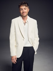 White Regular Fit Signature Tuxedo Jacket With Wool - Image 2 of 9