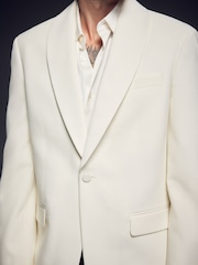 White Regular Fit Signature Tuxedo Jacket With Wool - Image 5 of 9