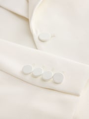 White Regular Fit Signature Tuxedo Jacket With Wool - Image 8 of 9