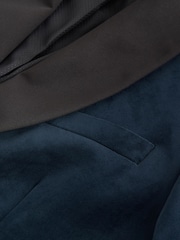 Navy Blue Slim Fit Velvet Blazer - Image 5 of 6
