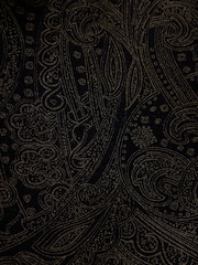 Black/Gold Paisley Printed Slim Fit Cotton Velvet Blazer - Image 8 of 12