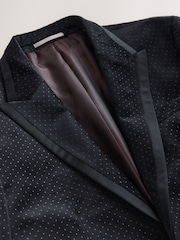 Black Polka Dot Regular Fit Patterned Velvet Blazer - Image 11 of 14