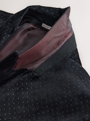 Black Polka Dot Regular Fit Patterned Velvet Blazer - Image 12 of 14