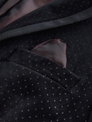Black Polka Dot Regular Fit Patterned Velvet Blazer - Image 13 of 14