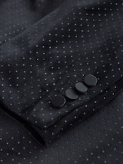 Black Polka Dot Regular Fit Patterned Velvet Blazer - Image 14 of 14