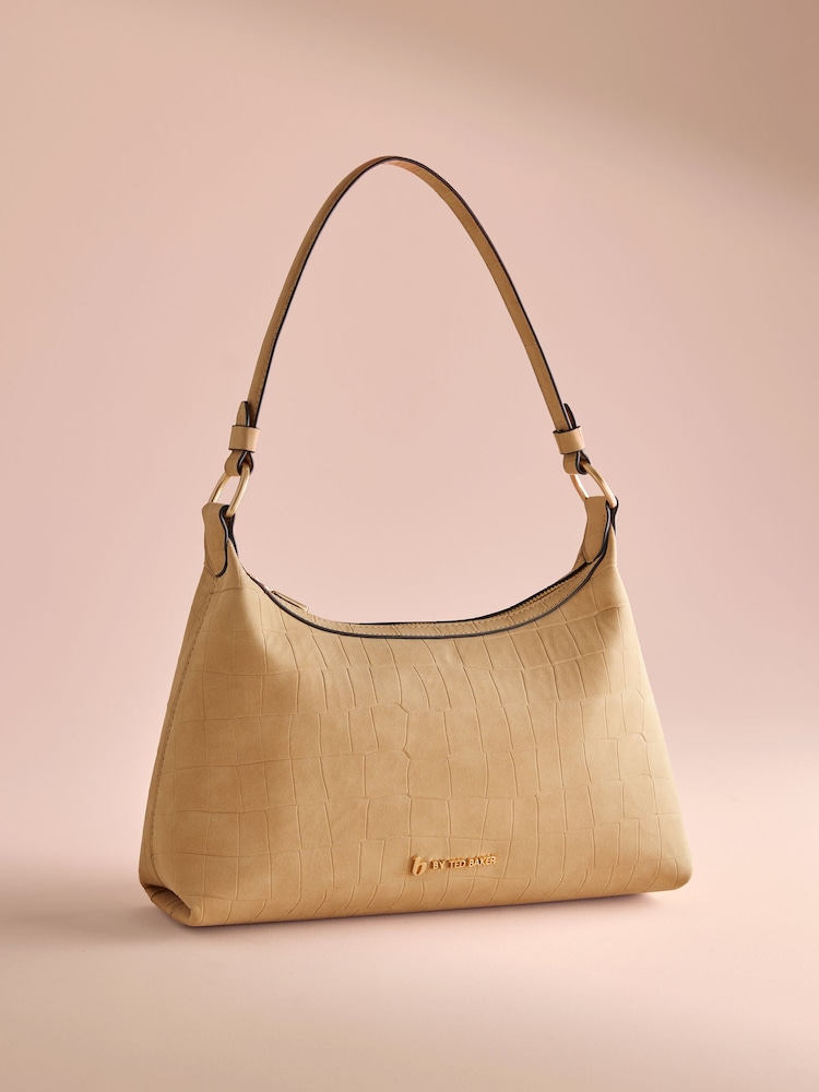 B by Ted Baker Faux Suede Croc Embossed Shoulder Bag - Image 1 of 5 B by Ted Baker Faux Suede Croc Embossed Shoulder Bag - Image 1 of 5