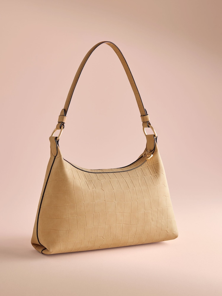 B by Ted Baker Faux Suede Croc Embossed Shoulder Bag - Image 2 of 5 B by Ted Baker Faux Suede Croc Embossed Shoulder Bag - Image 2 of 5