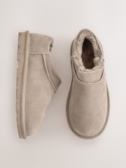 Grey/Brown Suede Mini Boot Slippers - Image 1 of 6