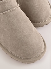Grey/Brown Suede Mini Boot Slippers - Image 6 of 6