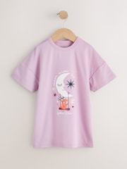 Pink/Cream Star/Moon Print Nighties 2 Pack (2-16yrs) - Image 5 of 8