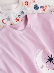 Pink/Cream Star/Moon Print Nighties 2 Pack (2-16yrs) - Image 7 of 8