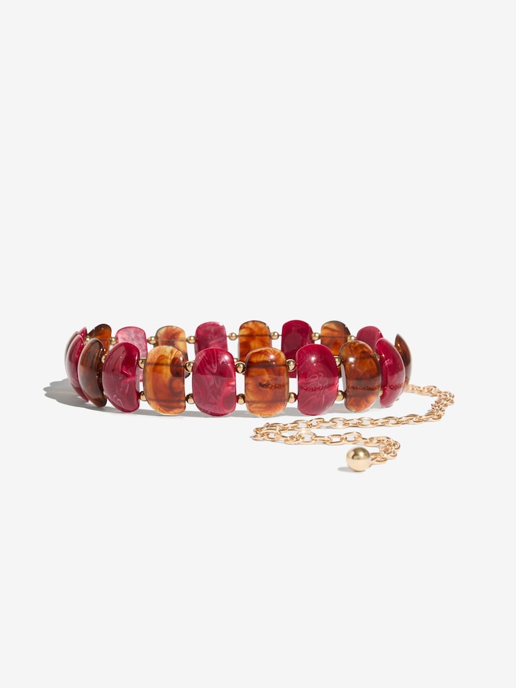 Friends Like These Burgundy Red Resin Chain Belt - Image 2 of 4