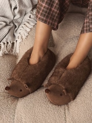 Mink Brown 3D Hedgehog Mini Boot Slippers - Image 1 of 8