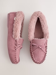 Pink Moccasin Suede Slippers - Image 1 of 4