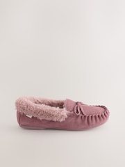 Pink Moccasin Suede Slippers - Image 3 of 4
