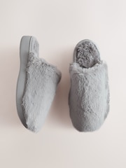 Gray - Mule Fur Slippers With Arch Support - Larawan 6 ng 10