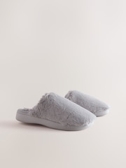 Gray - Mule Fur Slippers With Arch Support - Larawan 7 ng 10