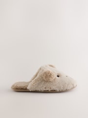 Tan Brown Fur Mule Bear Slippers - Image 3 of 6