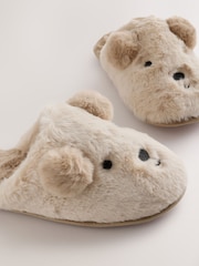 Tan Brown Fur Mule Bear Slippers - Image 6 of 6