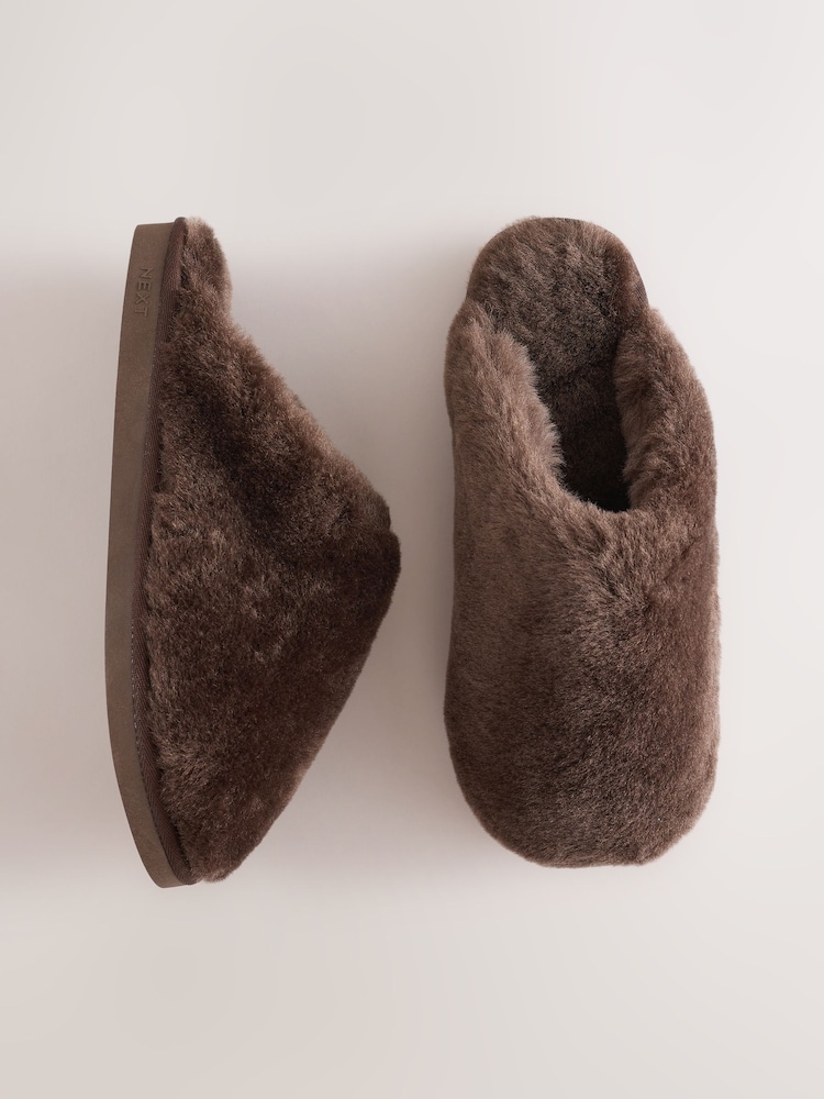 Marron chocolat - Premium Shearling Mule Slippers - Image 1 de 6 Marron chocolat - Premium Shearling Mule Slippers - Image 1 de 6
