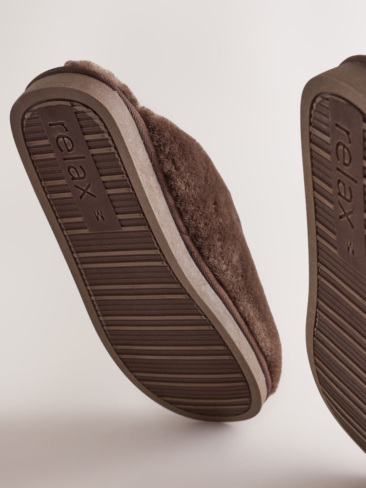 Marron chocolat - Premium Shearling Mule Slippers - Image 6 de 6 Marron chocolat - Premium Shearling Mule Slippers - Image 6 de 6