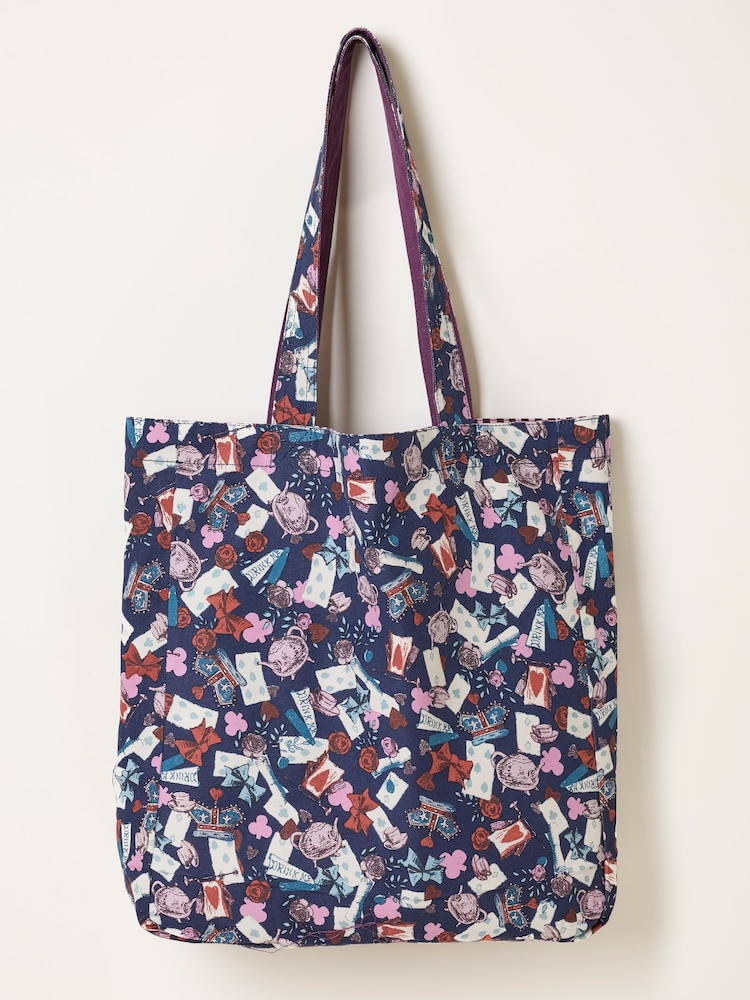 FatFace V&A | FatFace Navy Printed Reversible Tote Bag - Image 2 of 3 FatFace V&A | FatFace Navy Printed Reversible Tote Bag - Image 2 of 3