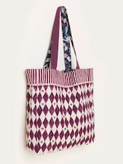 FatFace V&A | FatFace Navy Printed Reversible Tote Bag - Image 3 of 3