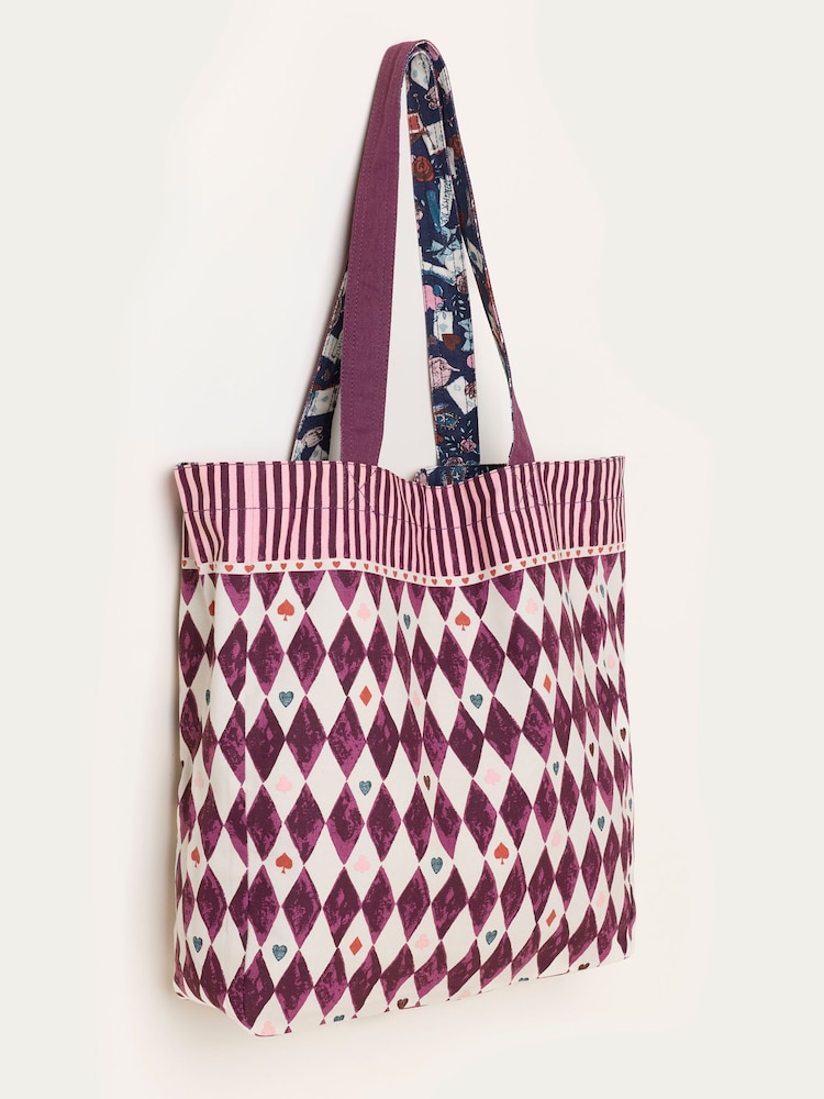 FatFace V&A | FatFace Navy Printed Reversible Tote Bag - Image 3 of 3 FatFace V&A | FatFace Navy Printed Reversible Tote Bag - Image 3 of 3