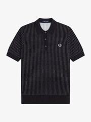 Fred Perry Black Boucle Dot Knitted Polo Shirt - Image 1 of 1
