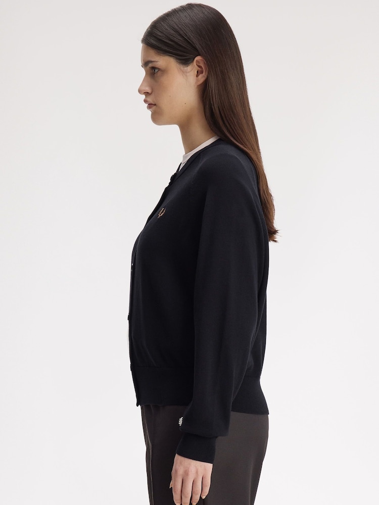 Fred Perry Black Crew Neck Cardigan - Image 2 of 5
