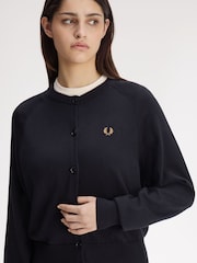 Fred Perry Black Crew Neck Cardigan - Image 3 of 5