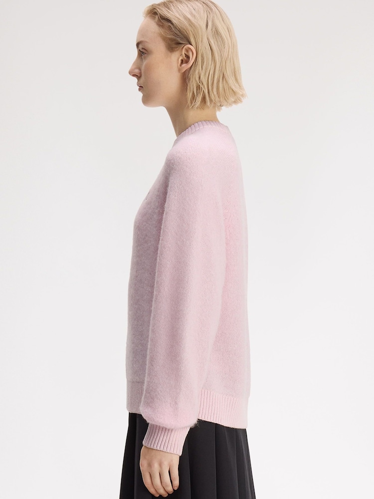 Fred Perry Pink Brushed Crew Neck Jumper - Image 2 of 5