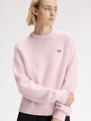 Fred Perry Pink Brushed Crew Neck Jumper - Image 3 of 5