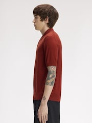 Fred Perry Dark Red Cotton Knitted Polo Shirt - Image 2 of 5