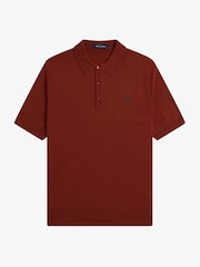 Fred Perry Dark Red Cotton Knitted Polo Shirt - Image 4 of 5