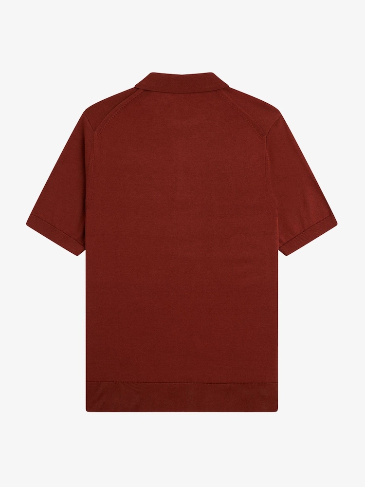 Fred Perry Dark Red Cotton Knitted Polo Shirt - Image 5 of 5