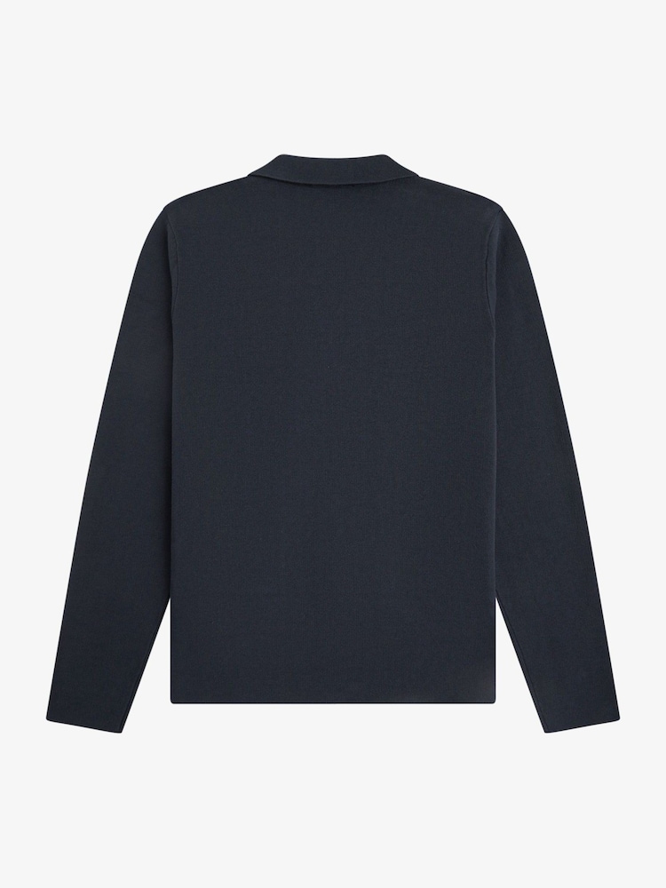 Fred Perry Blue Knitted Blazer - Image 4 of 4