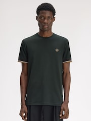 Fred Perry Green Twin Tipped  Cuff T-Shirt - Image 1 of 5
