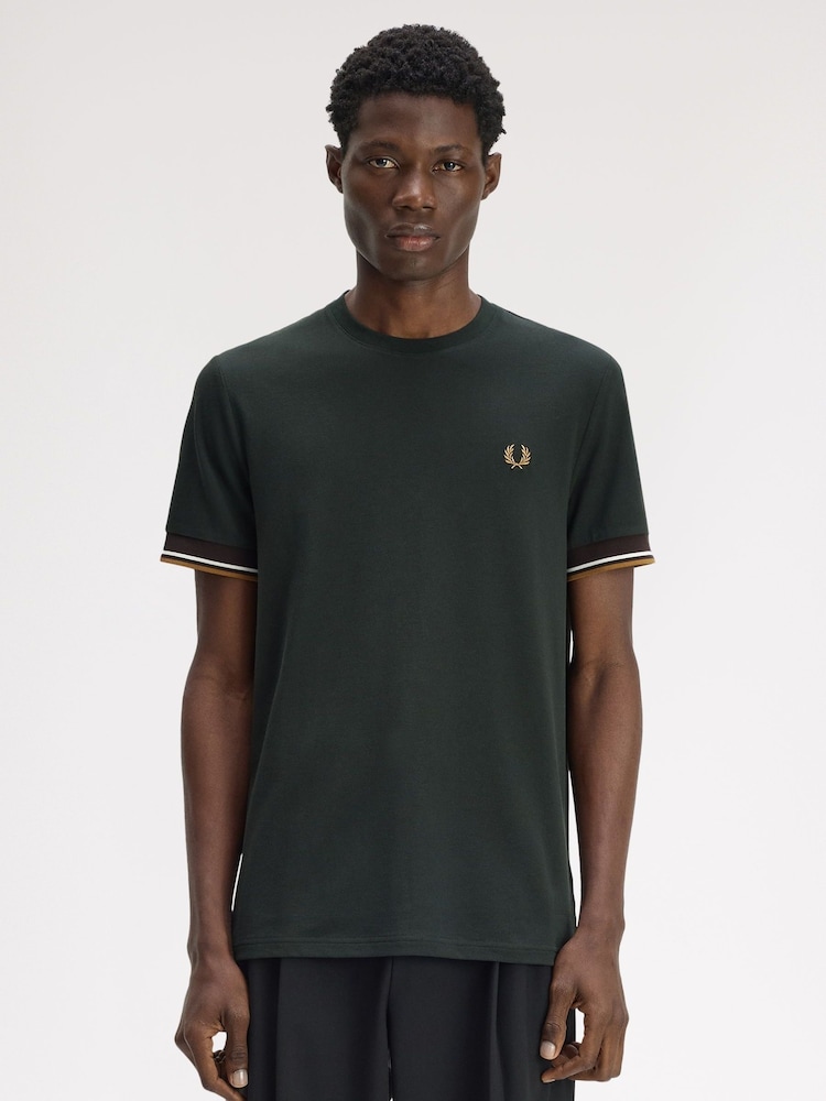Fred Perry Green Twin Tipped  Cuff T-Shirt - Image 1 of 5