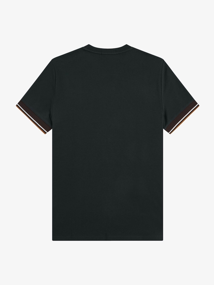Fred Perry Green Twin Tipped  Cuff T-Shirt - Image 6 of 6