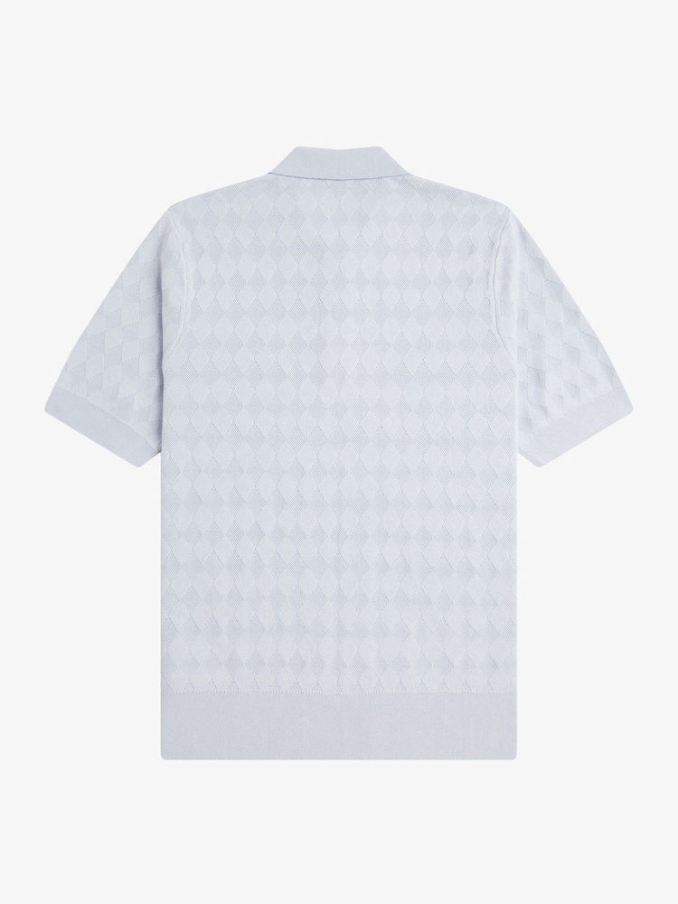 Fred Perry Sky Blue Pointelle Knitted Shirt - Image 5 of 5