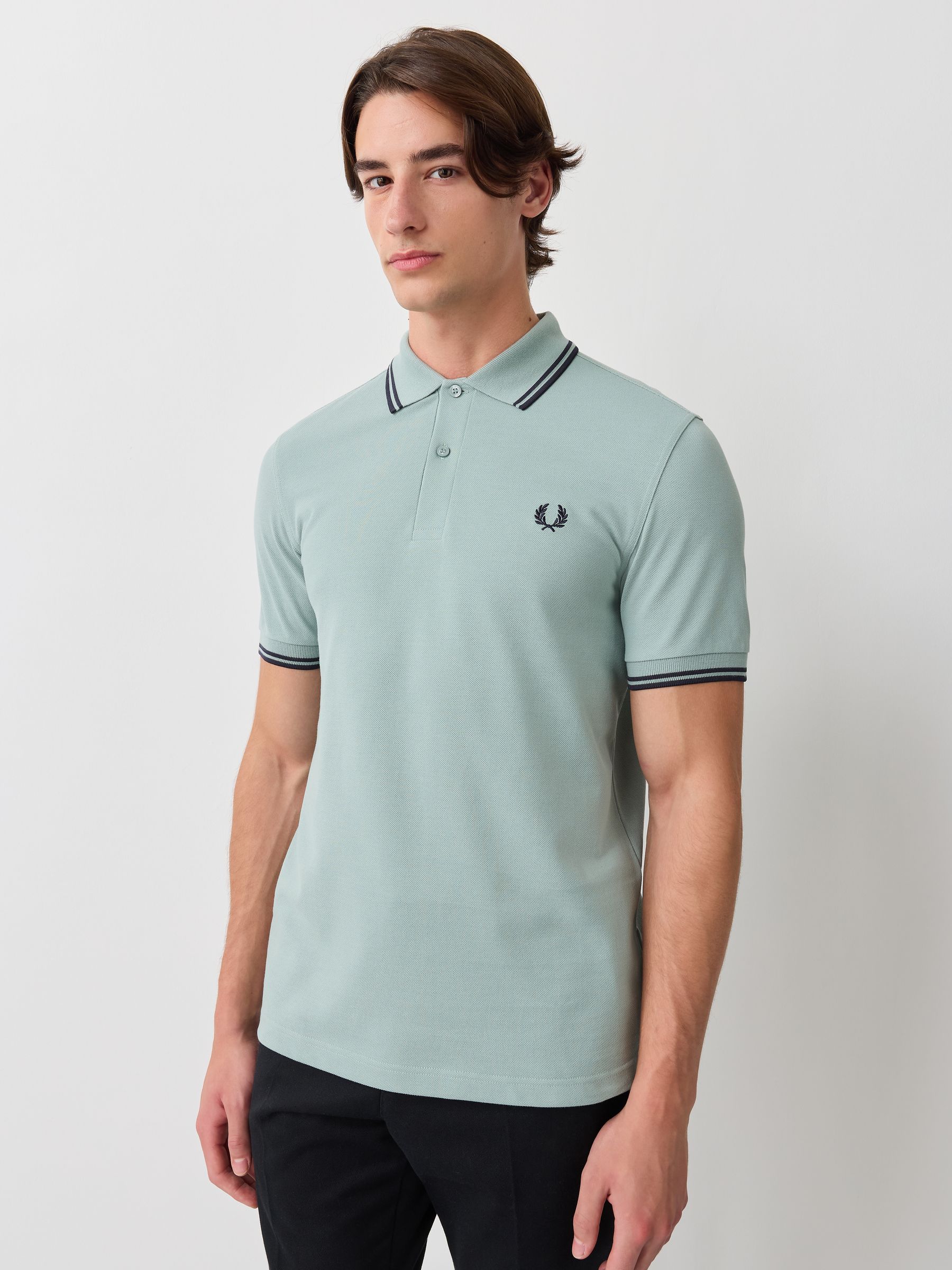 Fred Perry Men's Sage Green Tipped Short Sleeve Polo Shirt - Image 1