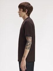 Fred Perry Brown Trim Detail Crepe Pique Tshirt - Image 2 of 5