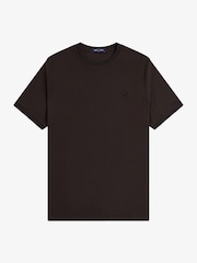 Fred Perry Brown Trim Detail Crepe Pique Tshirt - Image 5 of 5