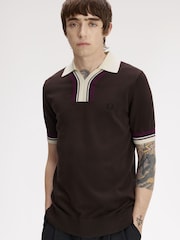 Camisa de punto con cuello abierto y ribete de Fred Perry - Imagen 3 de 5