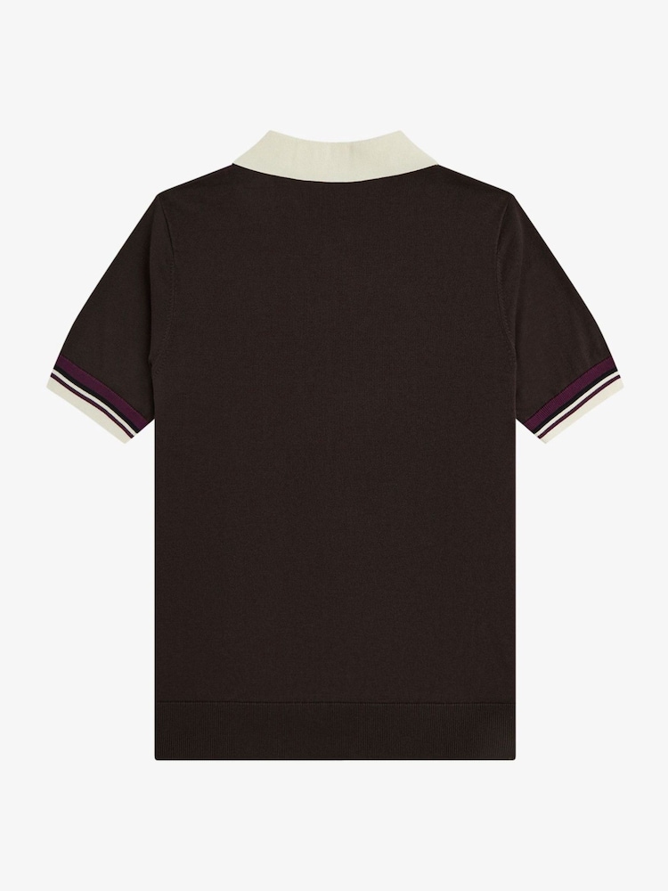 Camisa de punto con cuello abierto y ribete de Fred Perry - Imagen 5 de 5 Camisa de punto con cuello abierto y ribete de Fred Perry - Imagen 5 de 5